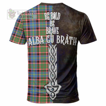Glass Tartan Family Crest T-Shirt Alba Gu Brath Be Brave Lion Ancient Style - Tartan Vibes Clothing