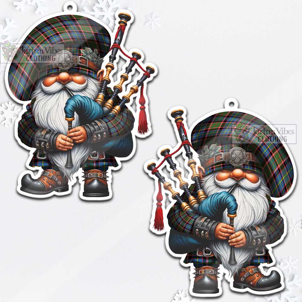 Tartan Vibes Clothing Glass Tartan Badpiper Gnome Christmas Ornament