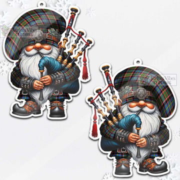 Glass Tartan Bagpiper Gnome Christmas Ornament