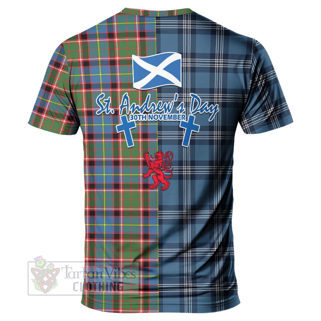 Tartan Vibes Clothing Glass Tartan T-Shirt Happy St. Andrew's Day Half Tartan Style