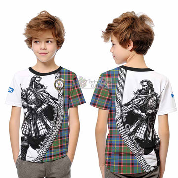 Glass Tartan Clan Crest Kid T-Shirt with Highlander Warrior Celtic Style