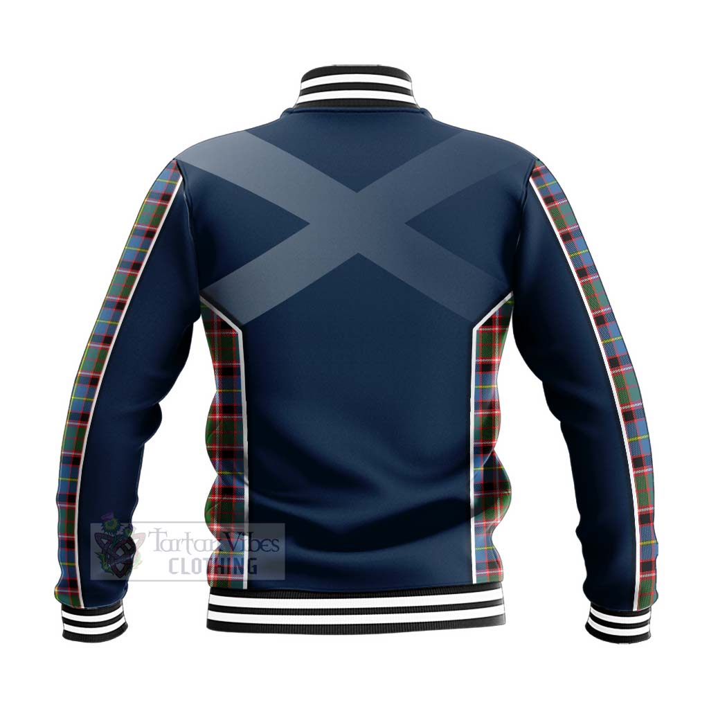 Tartan Vibes Clothing Glass Tartan Baseball Jacket with Family Crest and Scottish Thistle Vibes Sport Style