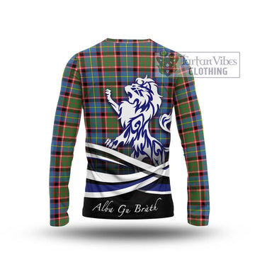 Glass Tartan Long Sleeve T-Shirt with Alba Gu Brath Regal Lion Emblem - Tartan Vibes Clothing