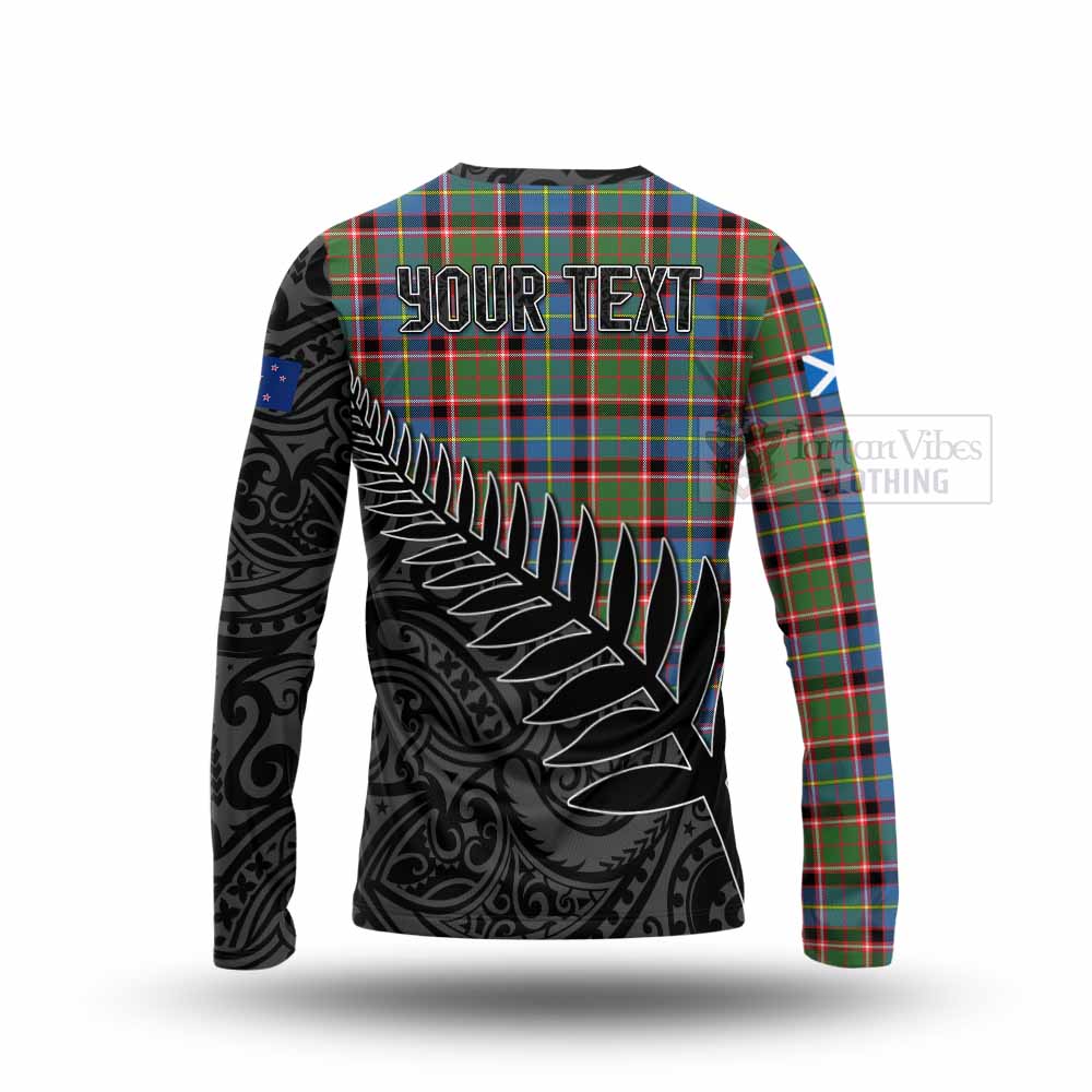 Tartan Vibes Clothing Glass Crest Tartan Long Sleeve T-Shirt with New Zealand Silver Fern Half Style