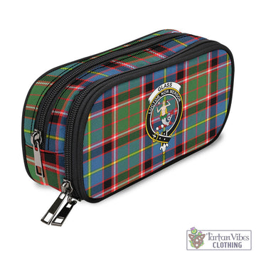 Glass Tartan Pen and Pencil Case with Family Crest