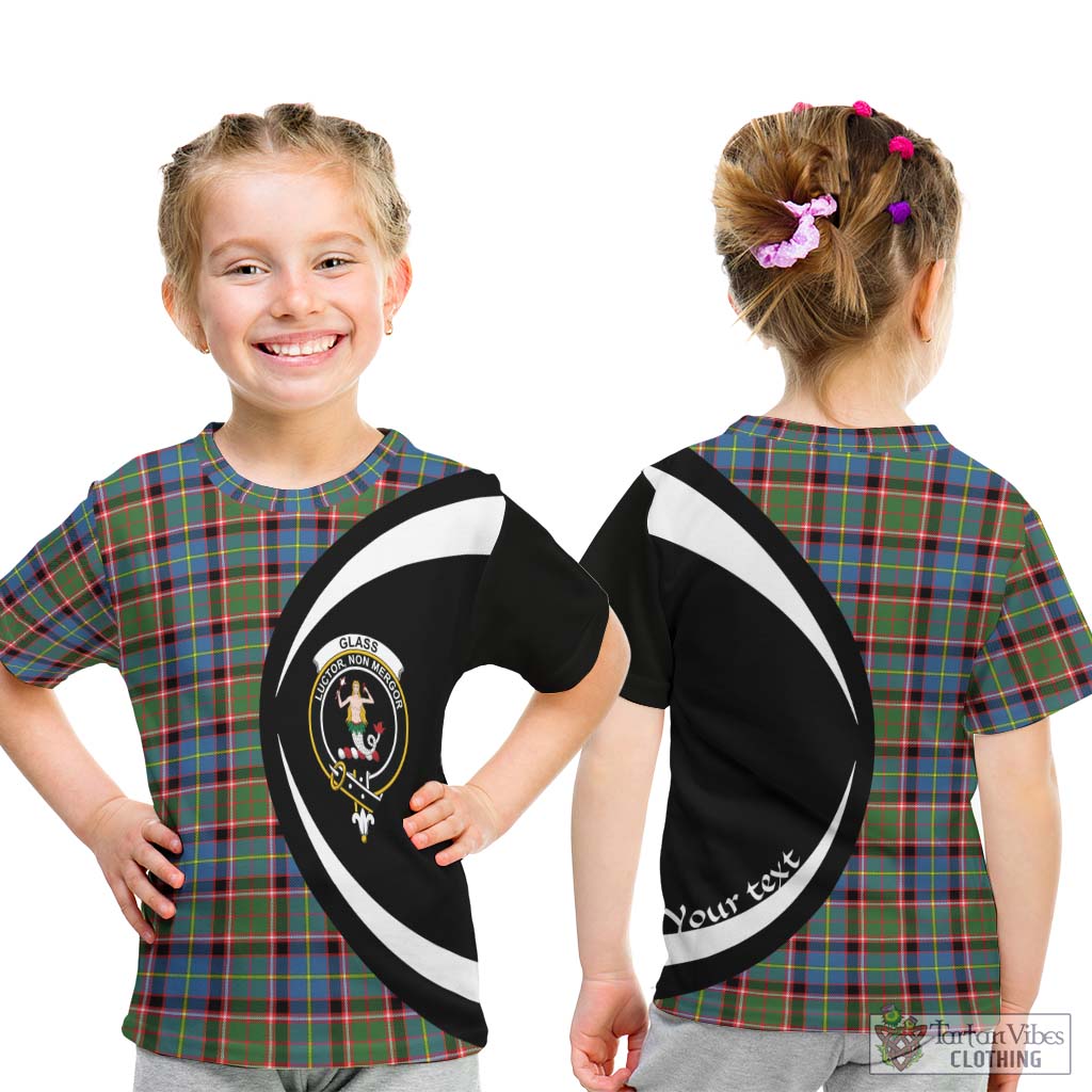 Glass Tartan Kid T-Shirt with Family Crest Circle Style - Tartan Vibes Clothing