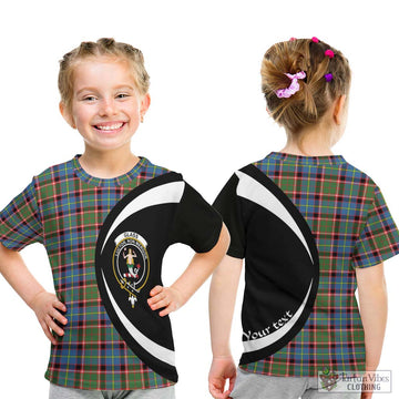 Glass Tartan Kid T-Shirt with Family Crest Circle Style