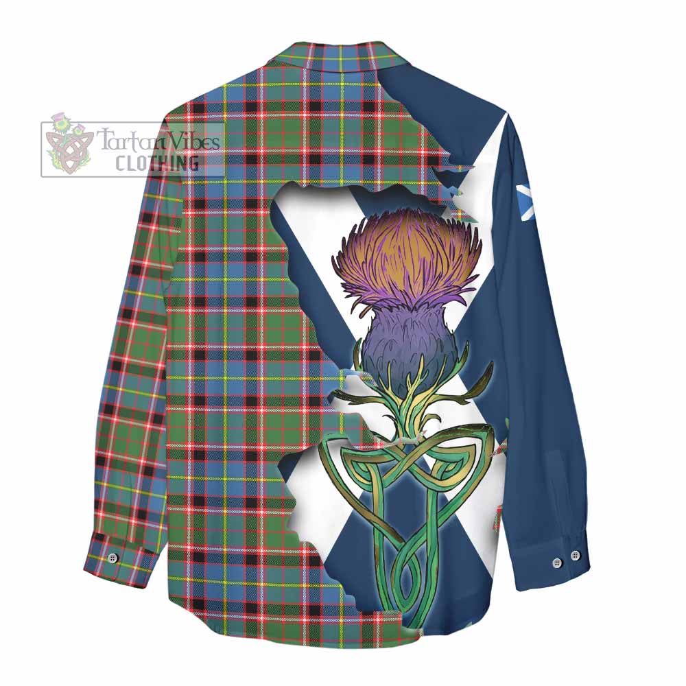 Glass Tartan Family Crest Women's Casual Shirt Scottish Thistle Celtic Inspired - Tartan Vibes Clothing