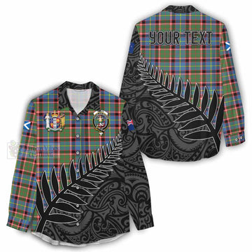 Glass Crest Tartan Women's Casual Shirt with New Zealand Silver Fern Half Style