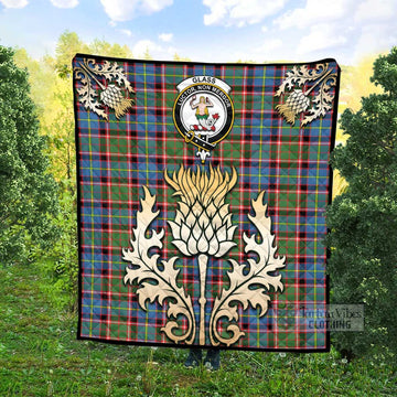 Glass Tartan Quilt with Family Crest and Golden Thistle Style