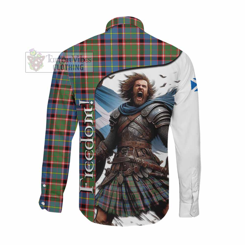 Tartan Vibes Clothing Glass Crest Tartan Long Sleeve Button Shirt Inspired by the Freedom of Scottish Warrior