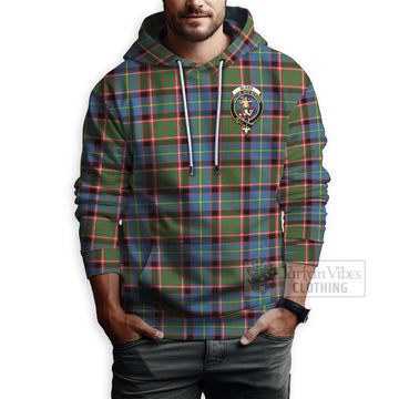 Glass Tartan Hoodie with Family Crest Celtic Skull Style