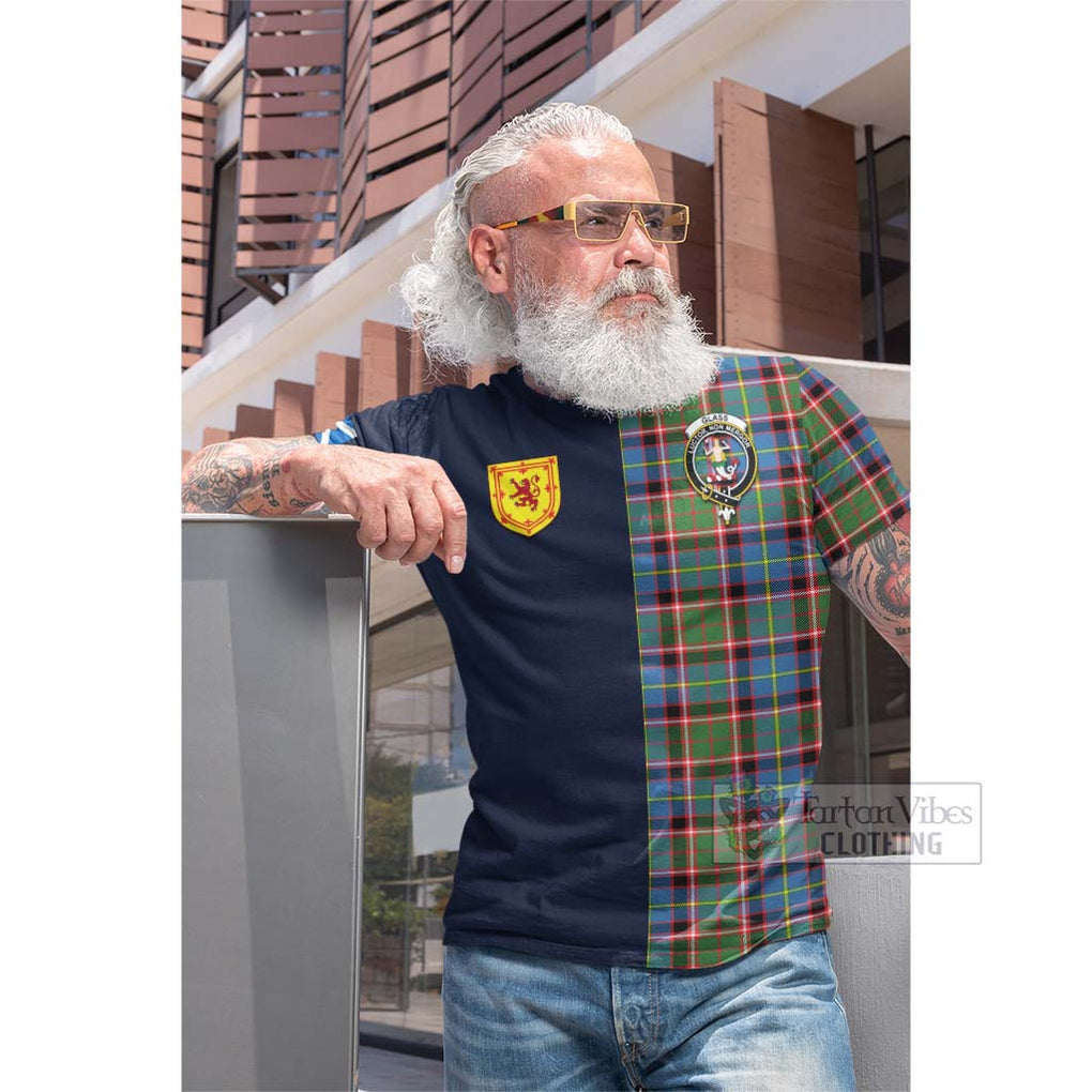 Tartan Vibes Clothing Glass Tartan Cotton T-shirt with Scottish Lion Royal Arm Half Style