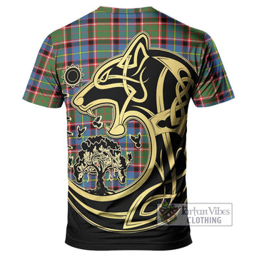 Glass Tartan T-Shirt with Family Crest Celtic Wolf Style - Tartan Vibes Clothing