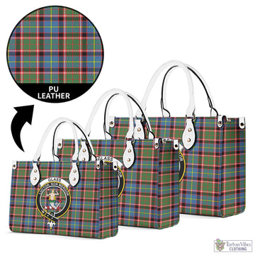 Glass Tartan Luxury Leather Handbags with Family Crest