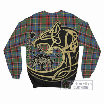 Glass Tartan Sweatshirt with Family Crest Celtic Wolf Style