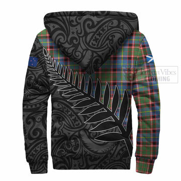 Glass Crest Tartan Sherpa Hoodie with New Zealand Silver Fern Half Style