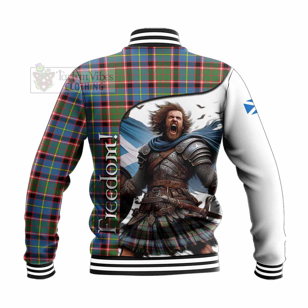 Tartan Vibes Clothing Glass Crest Tartan Baseball Jacket Inspired by the Freedom of Scottish Warrior