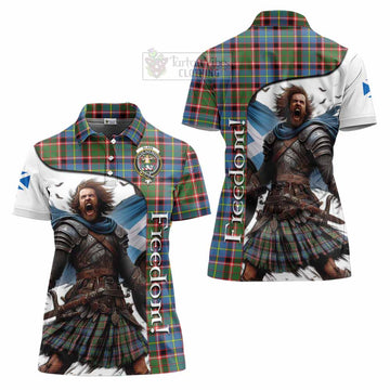 Glass Crest Tartan Women's Polo Shirt Inspired by the Freedom of Scottish Warrior