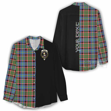 Glass Tartan Women's Casual Shirt with Family Crest and Half Of Me Style