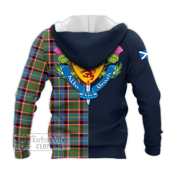 Glass Tartan Knitted Hoodie Alba with Scottish Lion Royal Arm Half Style