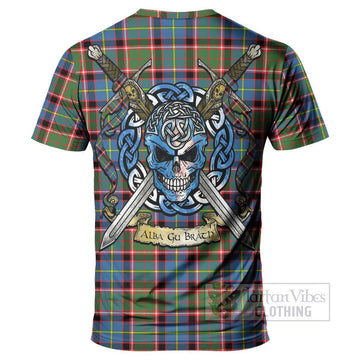 Glass Tartan T-Shirt with Family Crest Celtic Skull Style