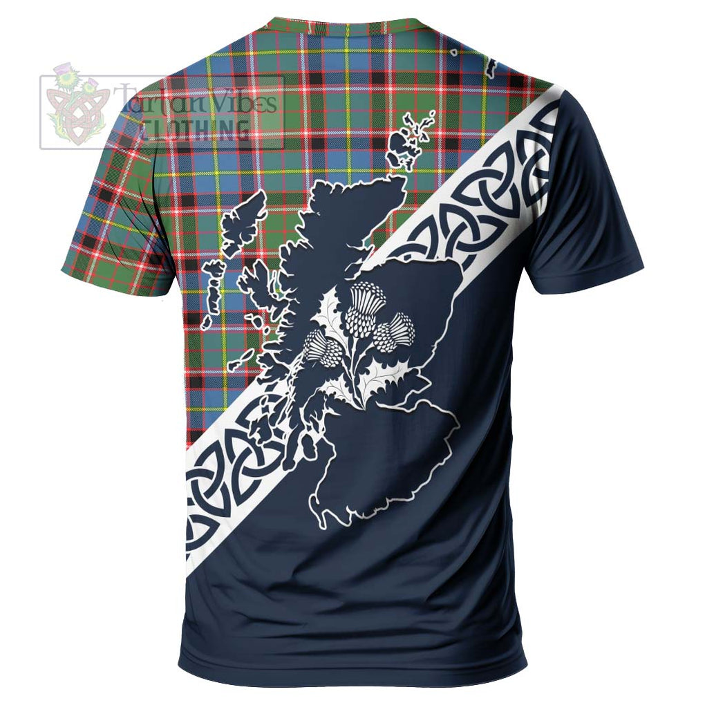 Glass Tartan T-Shirt Featuring Thistle and Scotland Map