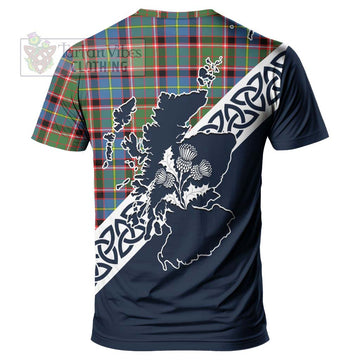 Glass Tartan T-Shirt Featuring Thistle and Scotland Map