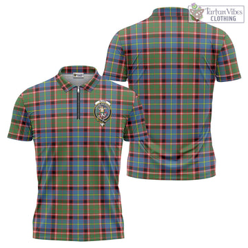 Glass Tartan Zipper Polo Shirt with Family Crest