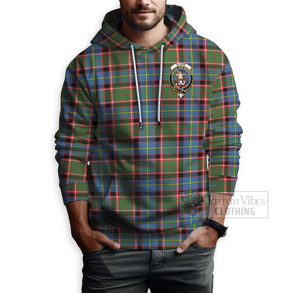 Tartan Vibes Clothing Glass Tartan Hoodie with Family Crest and Bearded Skull Holding Bottles of Whiskey