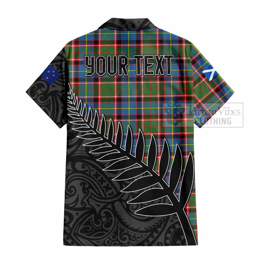 Tartan Vibes Clothing Glass Crest Tartan Short Sleeve Button Shirt with New Zealand Silver Fern Half Style