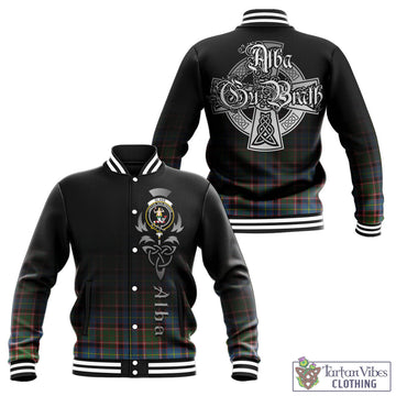 Glass Tartan Baseball Jacket Featuring Alba Gu Brath Family Crest Celtic Inspired