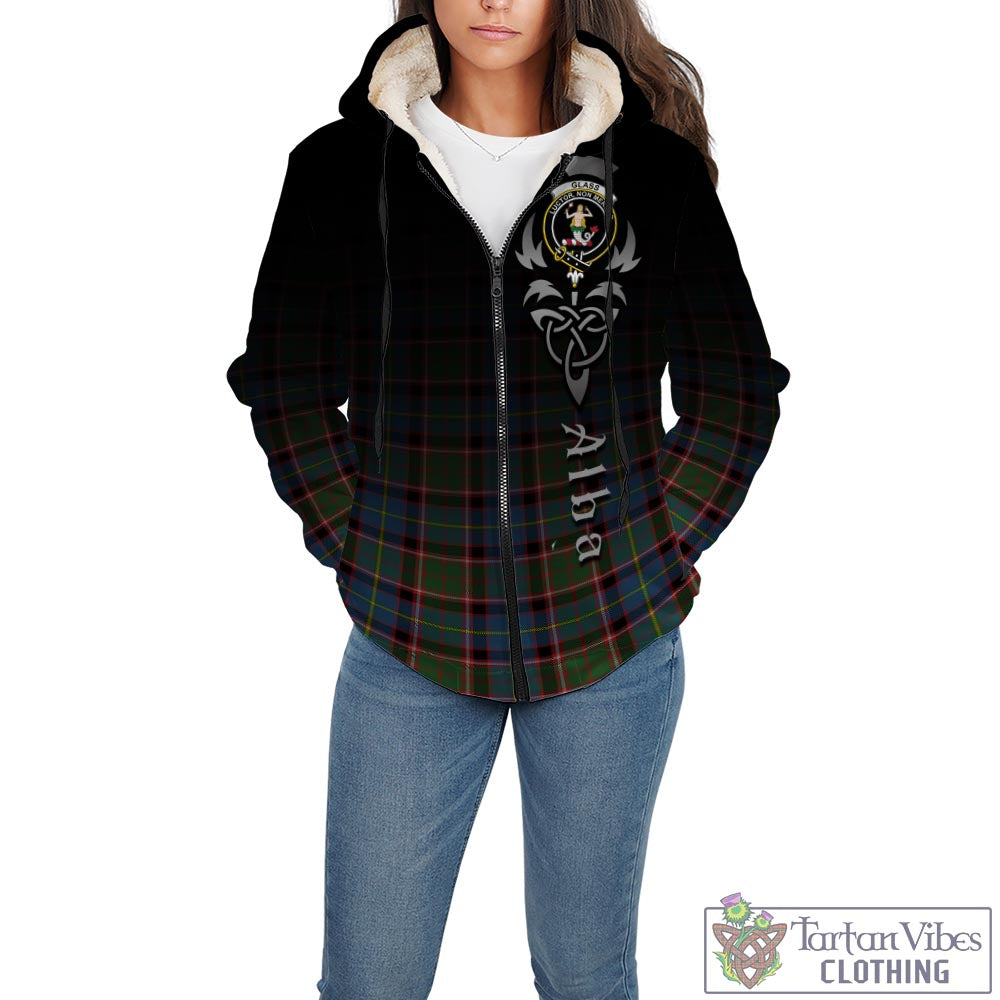 Tartan Vibes Clothing Glass Tartan Sherpa Hoodie Featuring Alba Gu Brath Family Crest Celtic Inspired