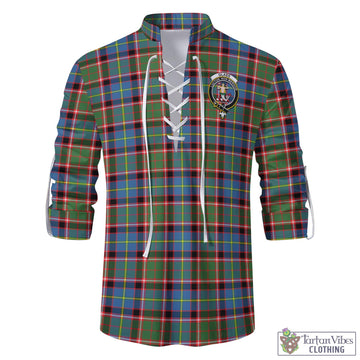 Glass Tartan Men's Scottish Traditional Jacobite Ghillie Kilt Shirt with Family Crest