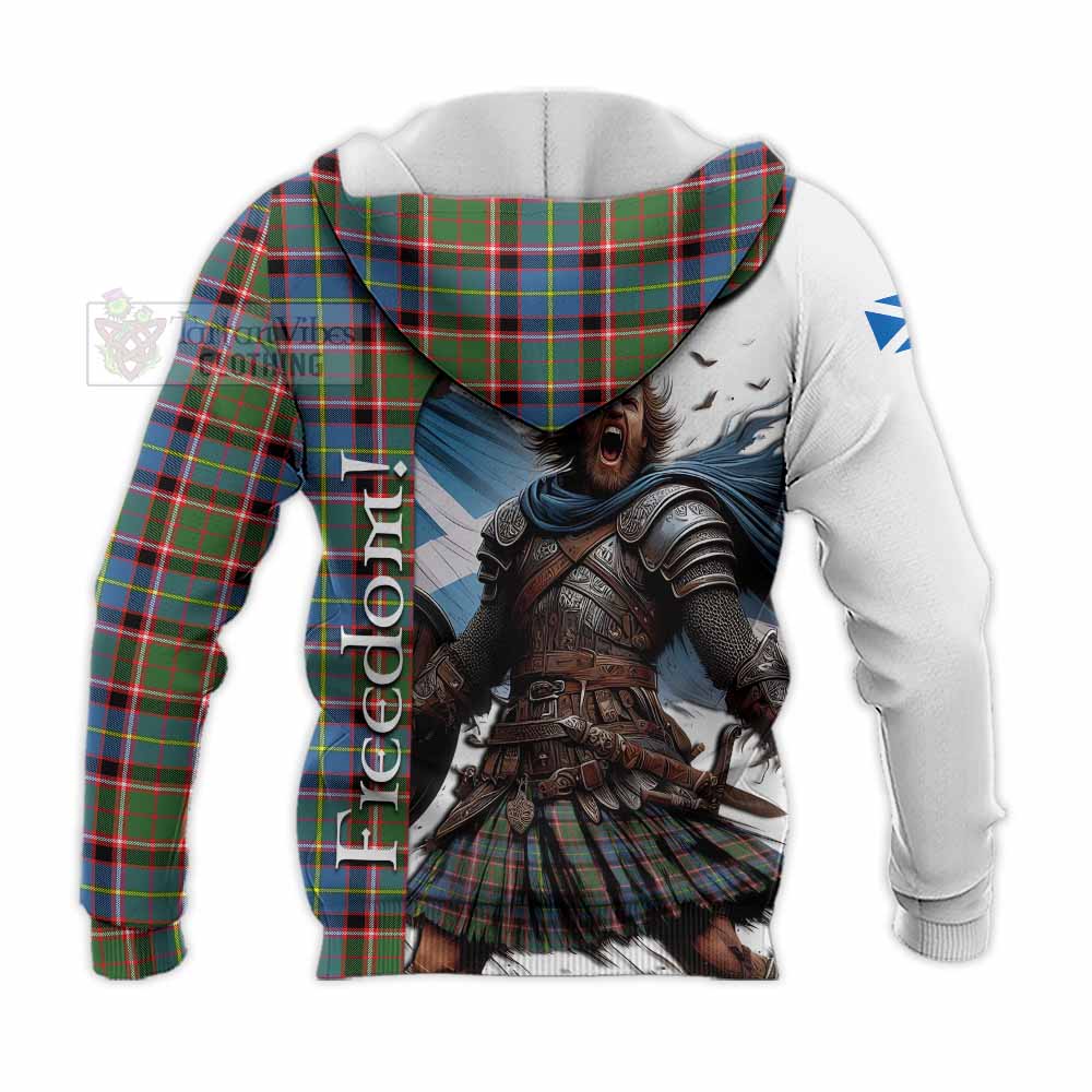 Tartan Vibes Clothing Glass Crest Tartan Knitted Hoodie Inspired by the Freedom of Scottish Warrior