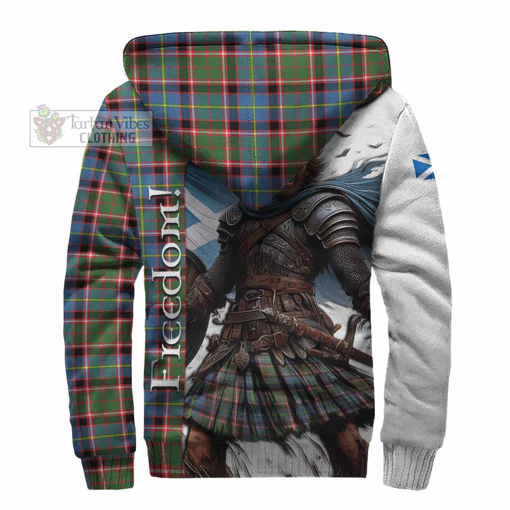 Tartan Vibes Clothing Glass Crest Tartan Sherpa Hoodie Inspired by the Freedom of Scottish Warrior