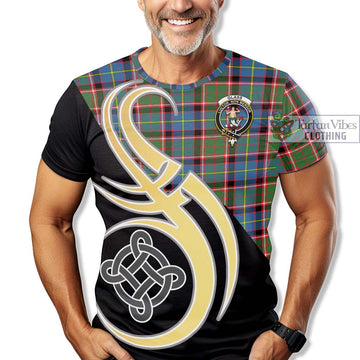 Glass Tartan T-Shirt with Family Crest and Celtic Symbol Style