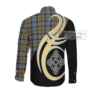 Glass Tartan Long Sleeve Button Shirt with Family Crest and Celtic Symbol Style