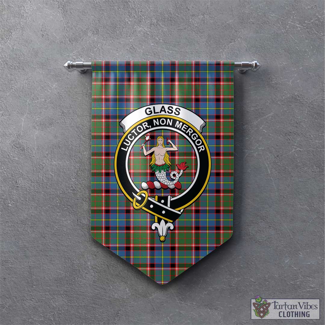 Tartan Vibes Clothing Glass Tartan Gonfalon, Tartan Banner with Family Crest