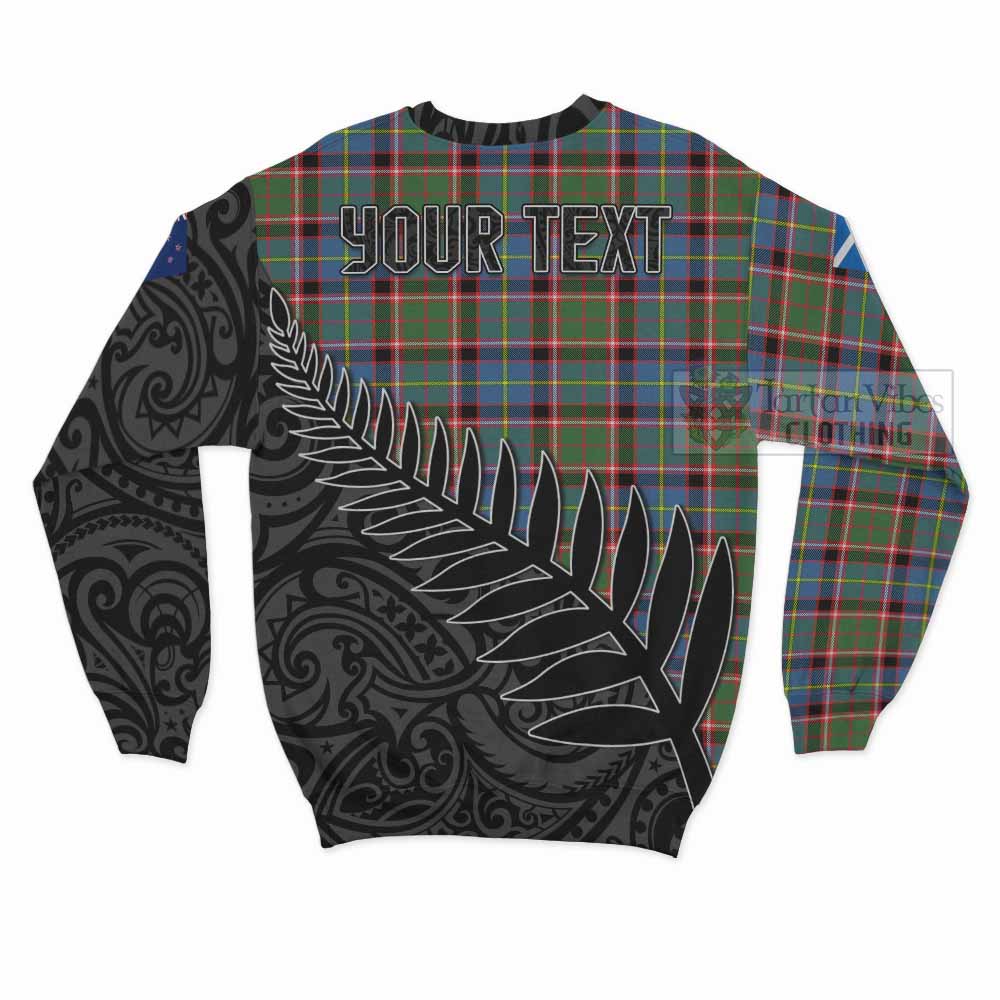 Tartan Vibes Clothing Glass Crest Tartan Sweatshirt with New Zealand Silver Fern Half Style