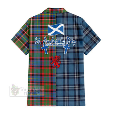 Glass Tartan Hawaiian Shirt Happy St. Andrew's Day Half Tartan Style - Tartan Vibes Clothing