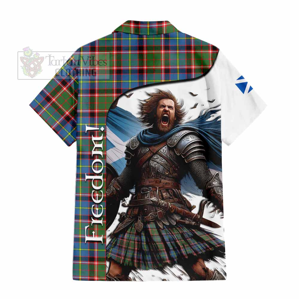 Tartan Vibes Clothing Glass Crest Tartan Short Sleeve Button Shirt Inspired by the Freedom of Scottish Warrior