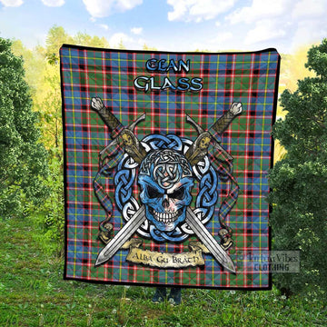 Glass Tartan Quilt with Celtic Skull Alba Gu Brath Style