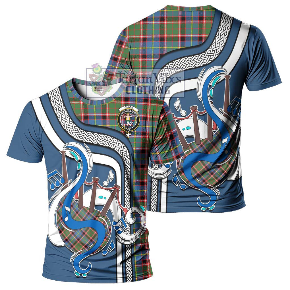 Glass Tartan T-Shirt with Epic Bagpipe Style - Tartanvibesclothing Shop