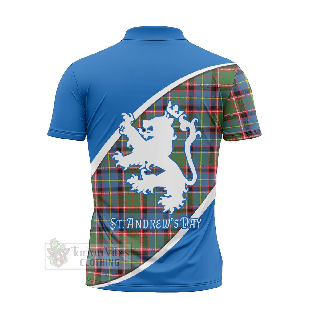 Tartan Vibes Clothing Glass Family Crest Tartan Zipper Polo Shirt Celebrate Saint Andrew's Day in Style