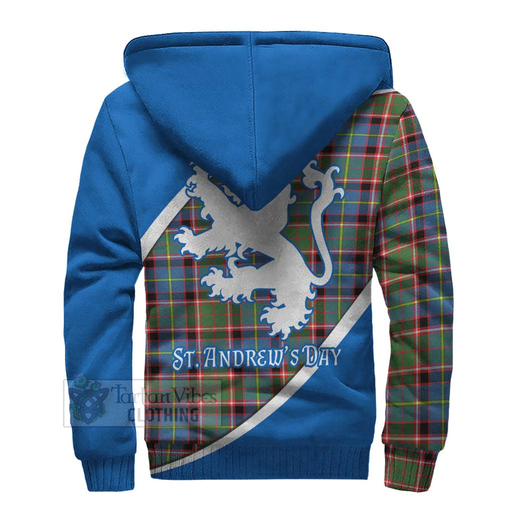 Tartan Vibes Clothing Glass Family Crest Tartan Sherpa Hoodie Celebrate Saint Andrew's Day in Style