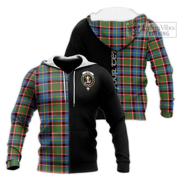 Glass Tartan Knitted Hoodie with Family Crest and Half Of Me Style