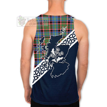 Glass Tartan Men's Tank Top Featuring Thistle and Scotland Map