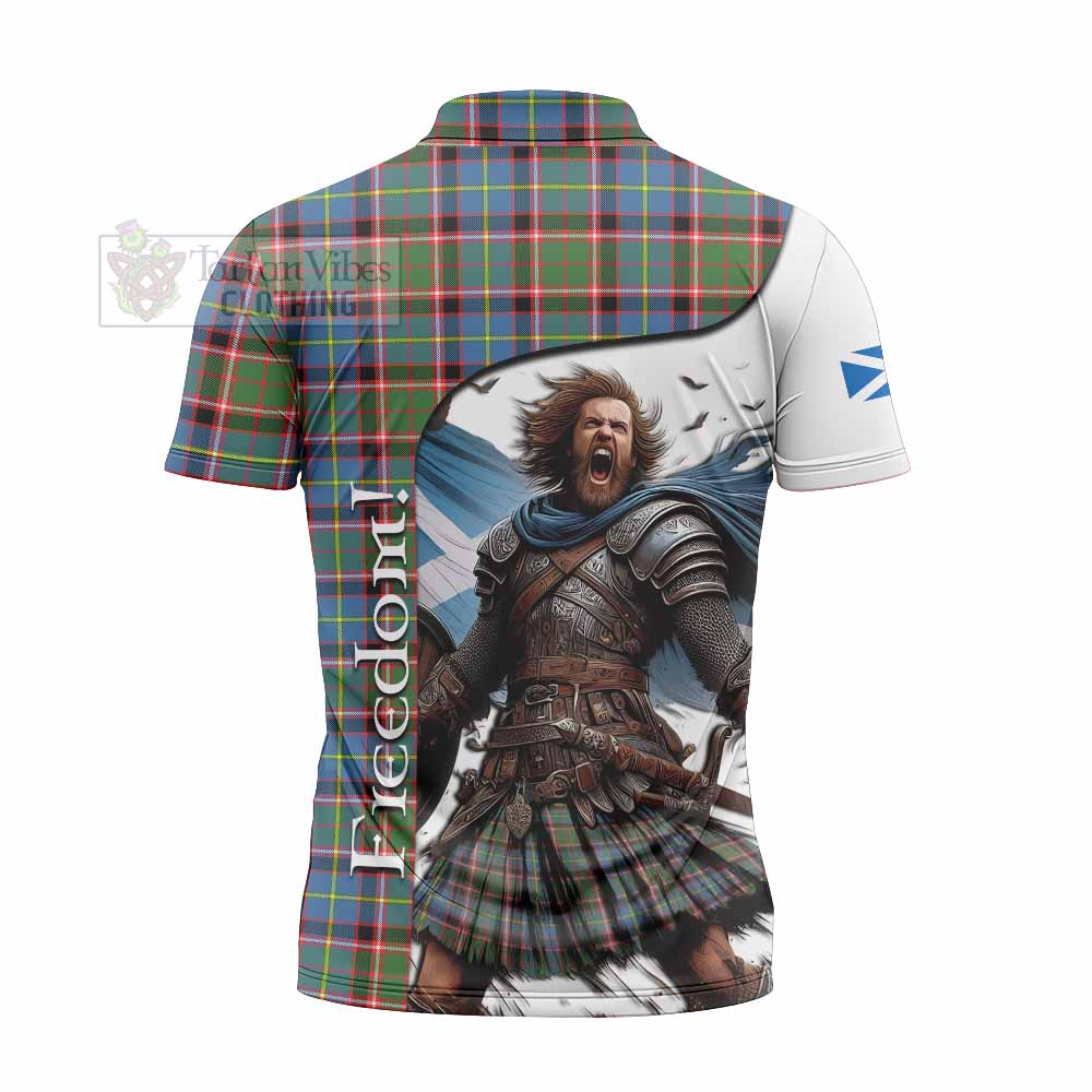 Tartan Vibes Clothing Glass Crest Tartan Zipper Polo Shirt Inspired by the Freedom of Scottish Warrior