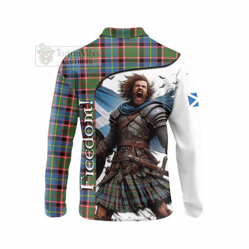 Glass Crest Tartan Long Sleeve Polo Shirt Inspired by the Freedom of Scottish Warrior